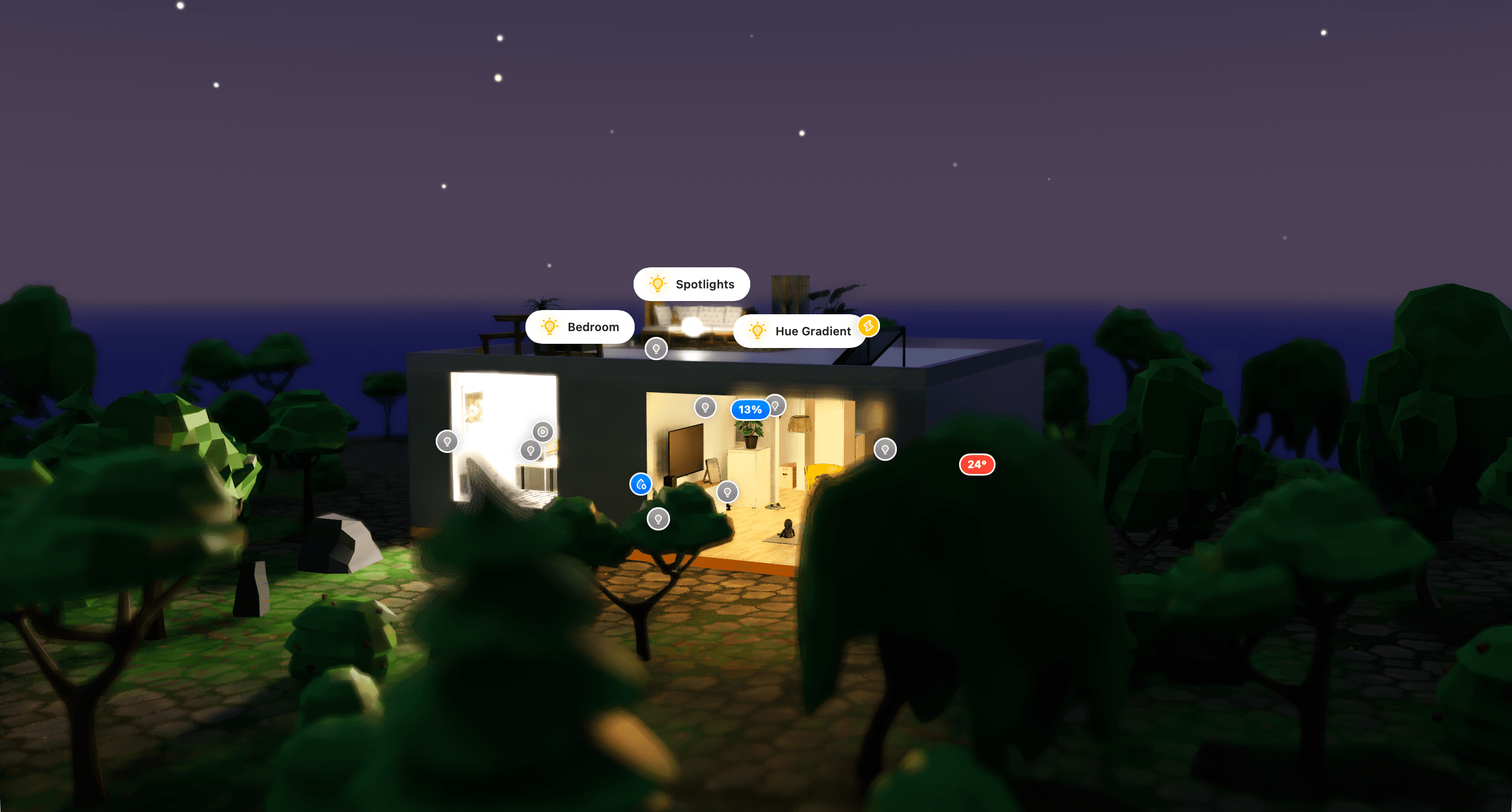 3D room scan with lights on