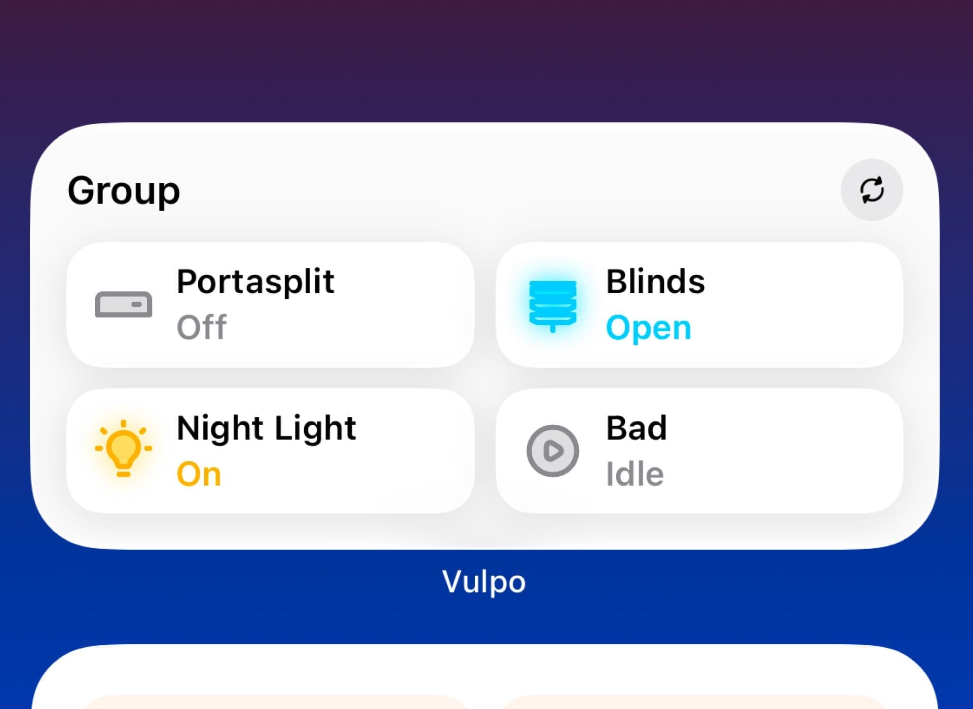 The Group widget with four entities