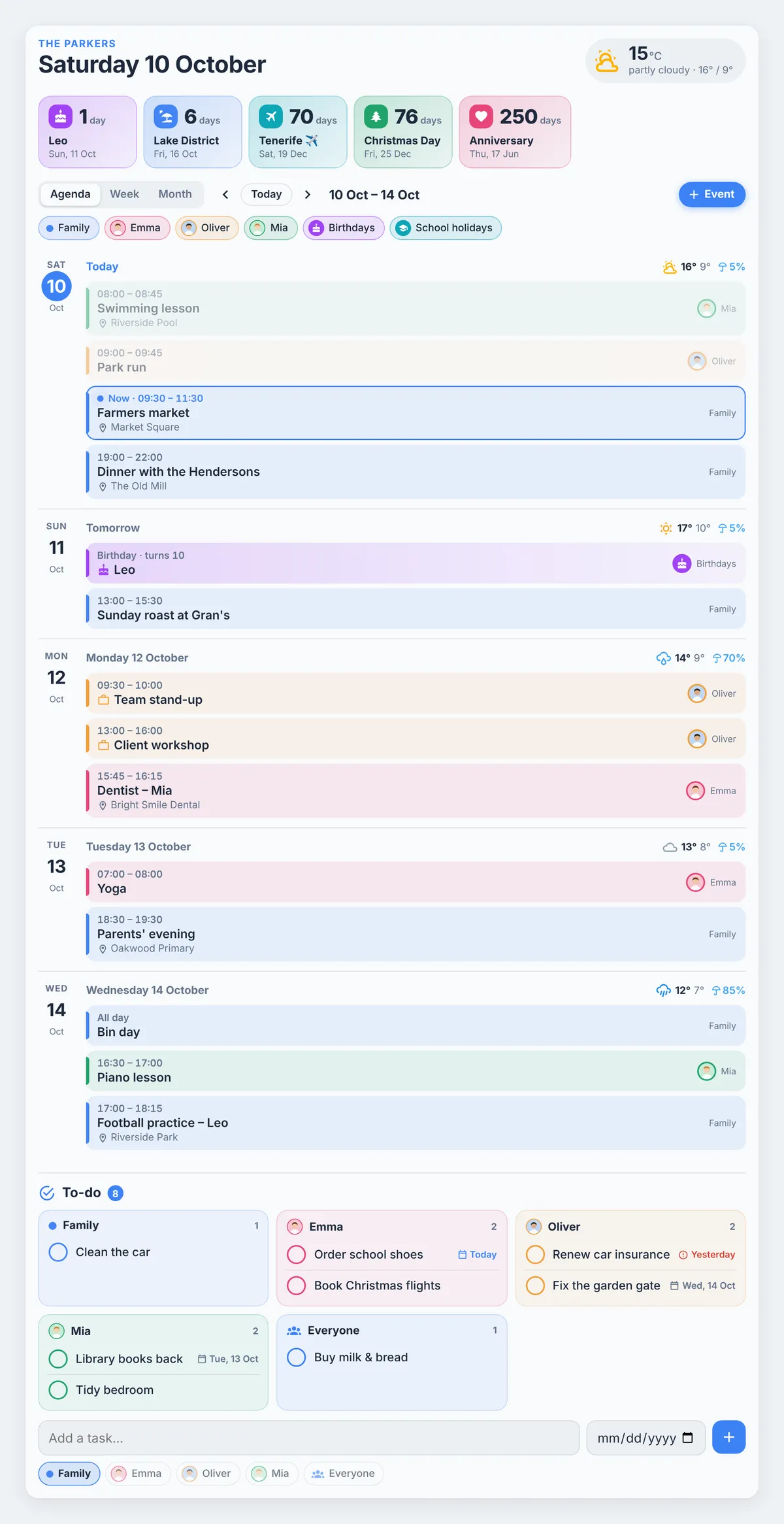 Home Calendar Card