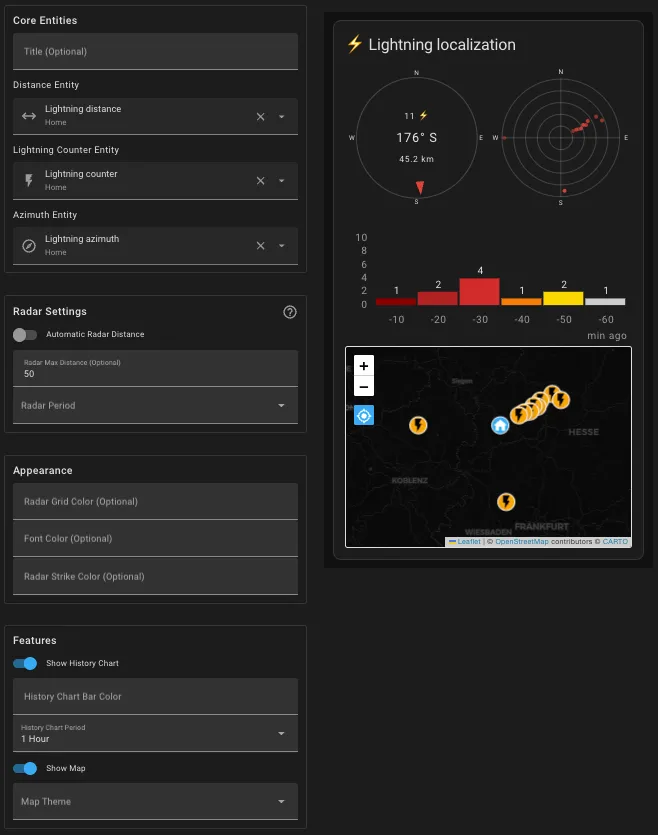 Blitzortung Lightning Card Screenshot