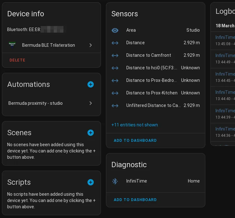 Screenshot of device information view