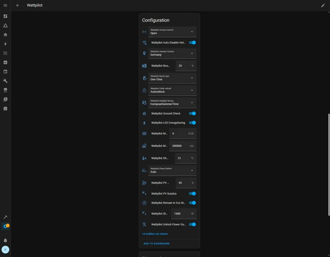 screenshot of Wattpilot Device