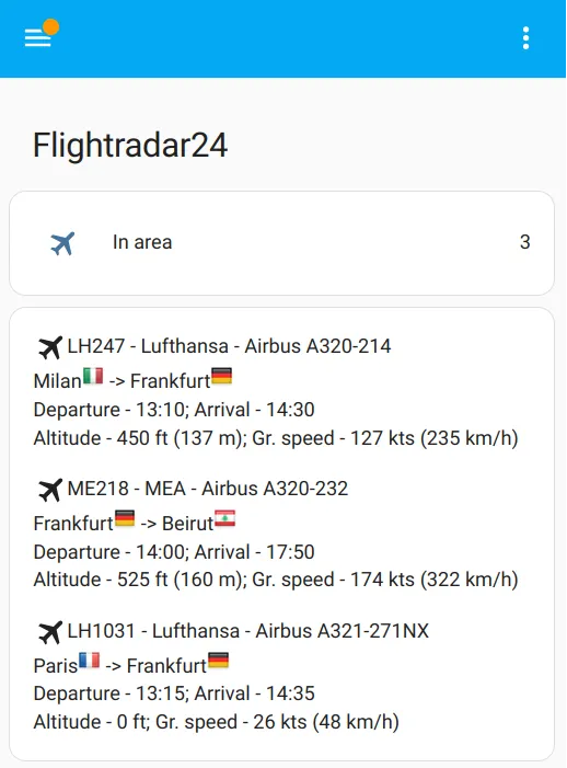 Flightradar24 lovelace card
