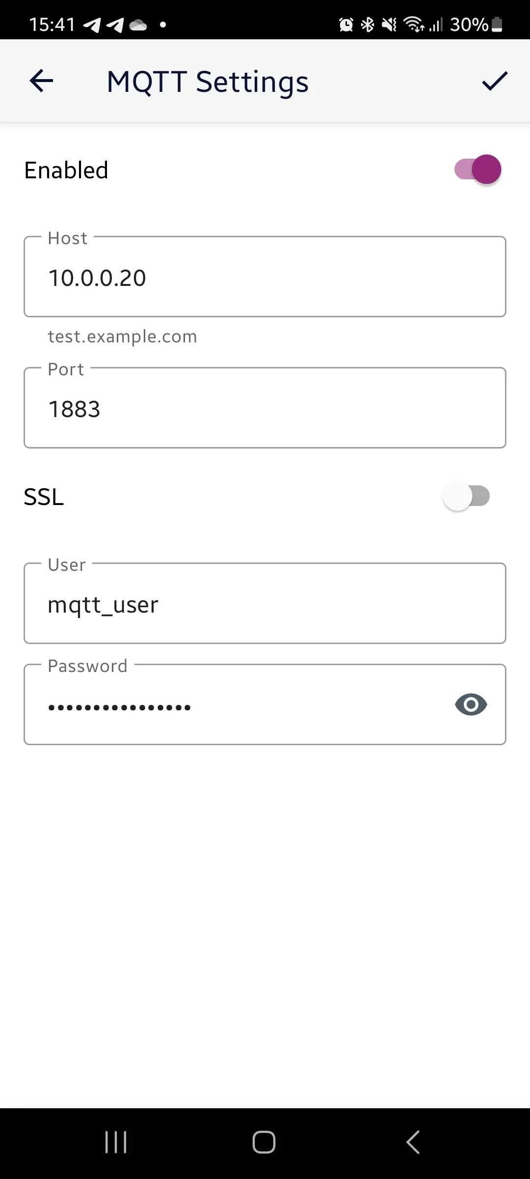 app screen 3: mqtt settings