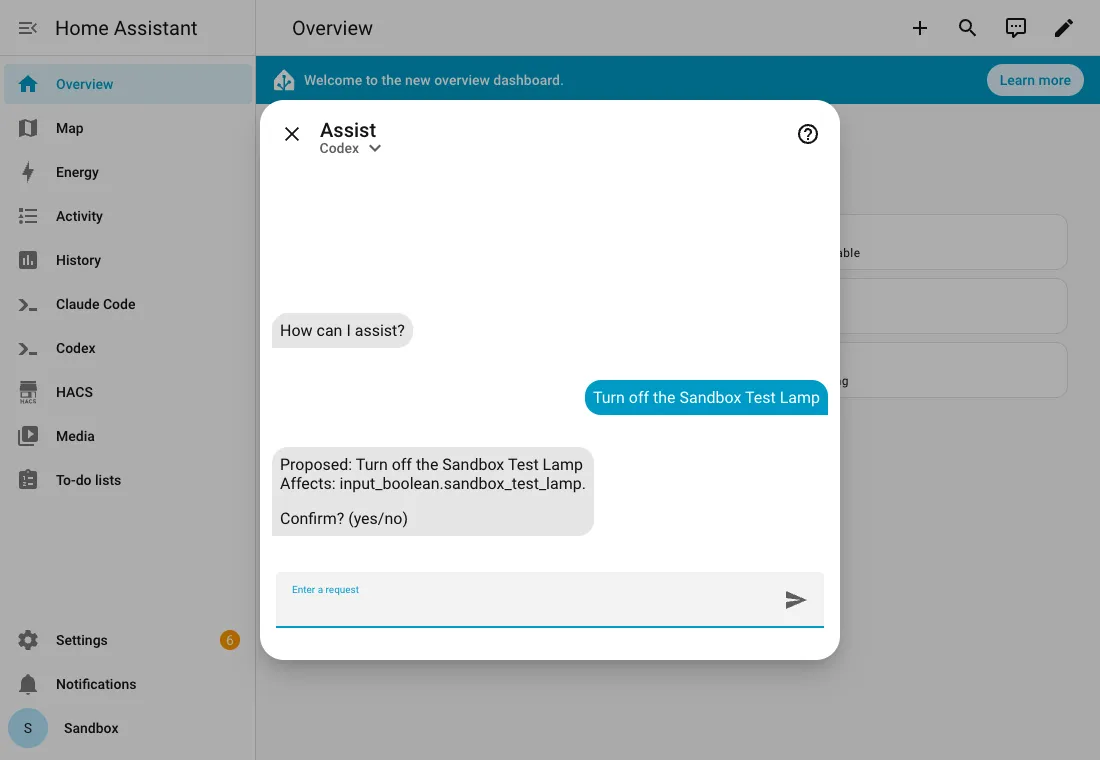 Assist holds a proposed change and asks to confirm it with yes or no
