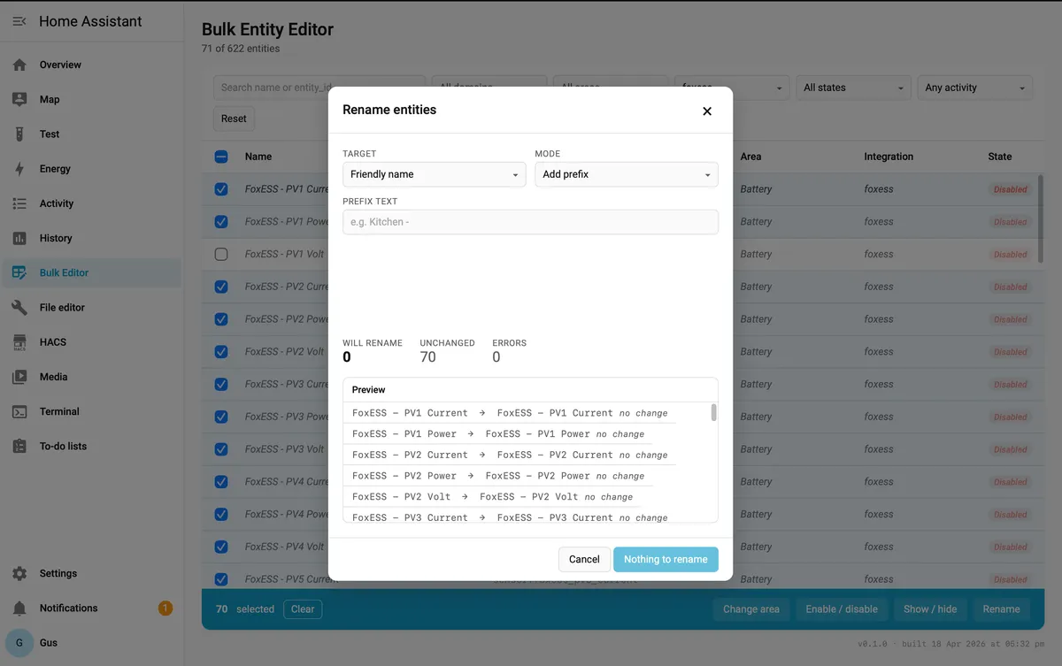 Rename dialog with preview
