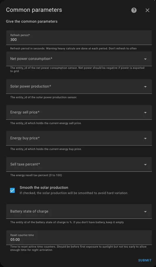 common configuration page