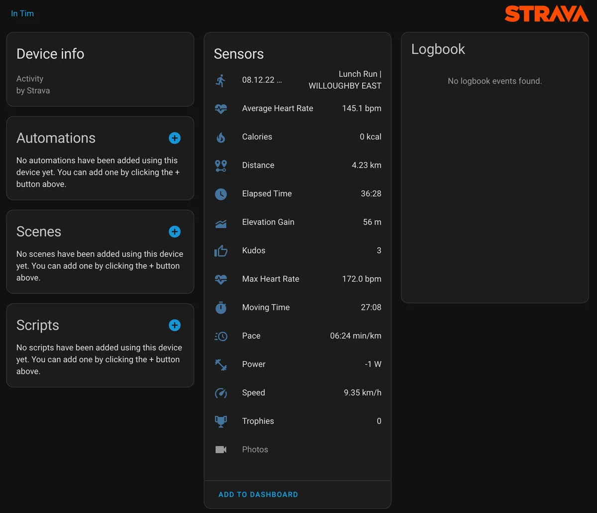 Screenshot from craibo/ha_strava