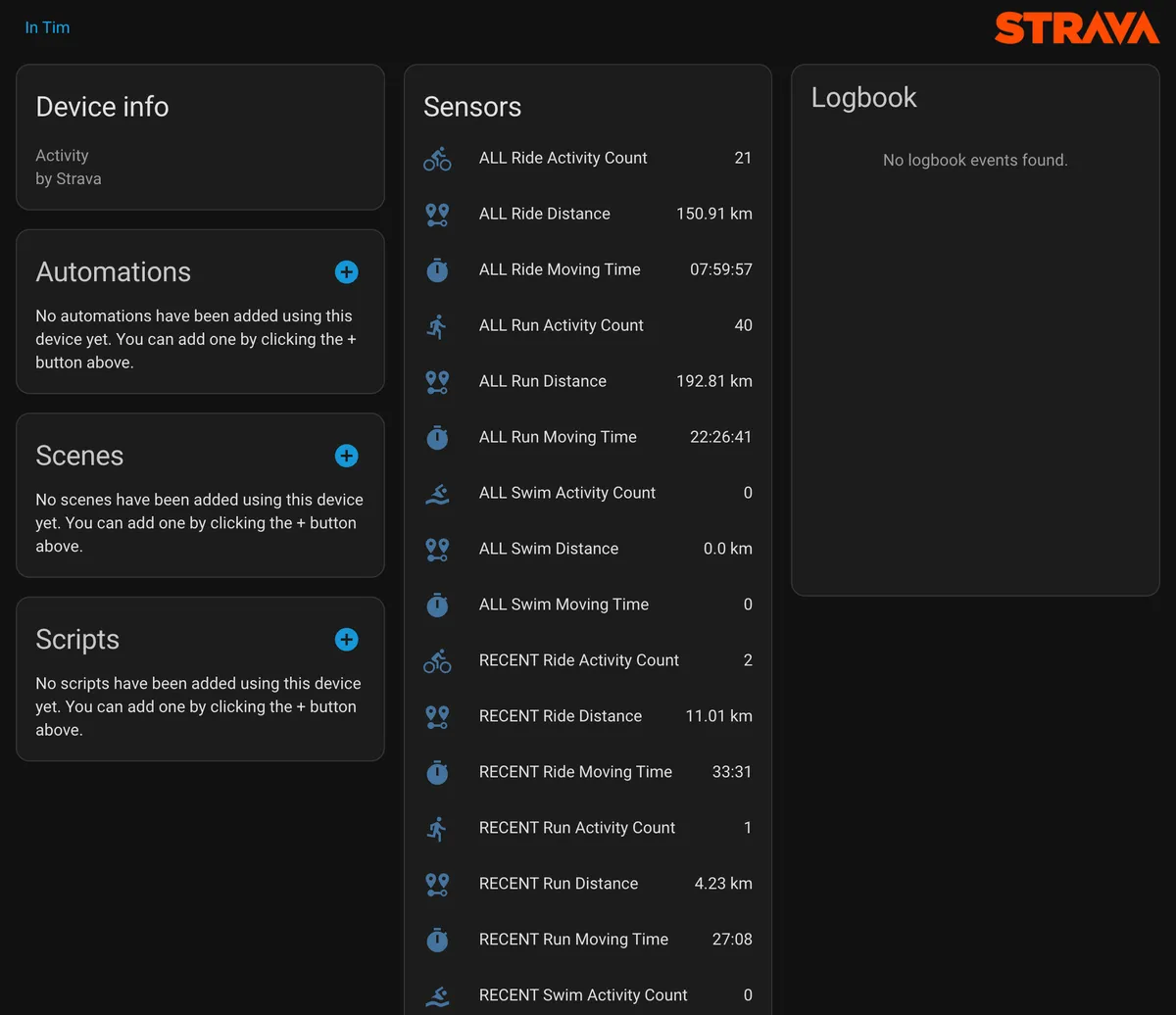 Screenshot from craibo/ha_strava