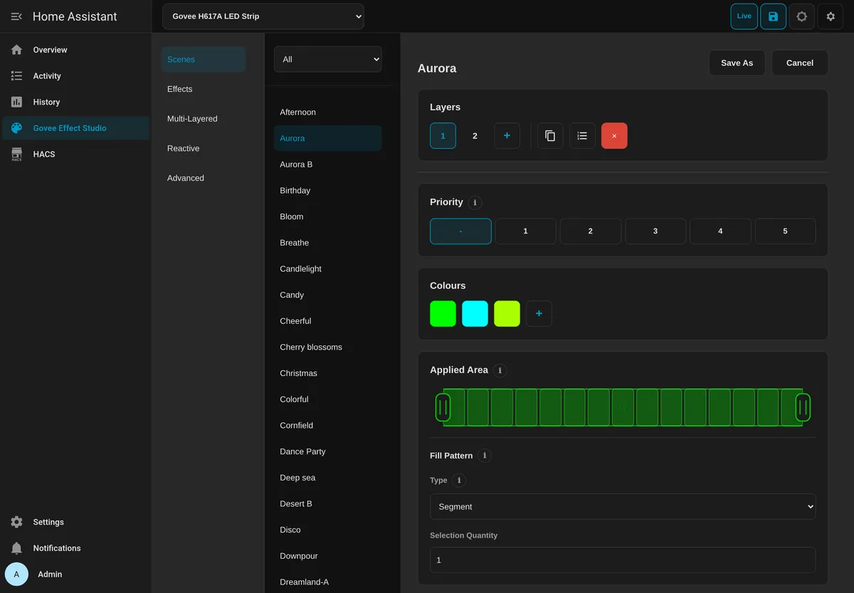 Effect Studio scene browser