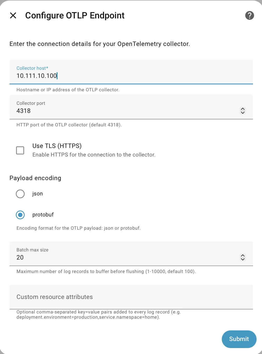 Configure OTLP