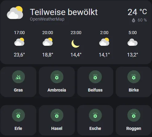 Screenshot from mampfes/hacs_dwd_pollenflug
