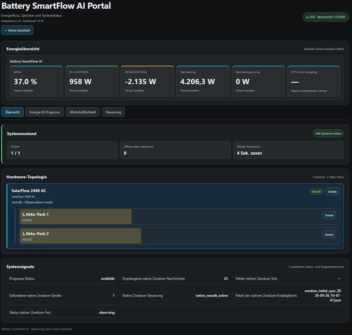 Battery SmartFlow AI Portal V5.1.0 overview