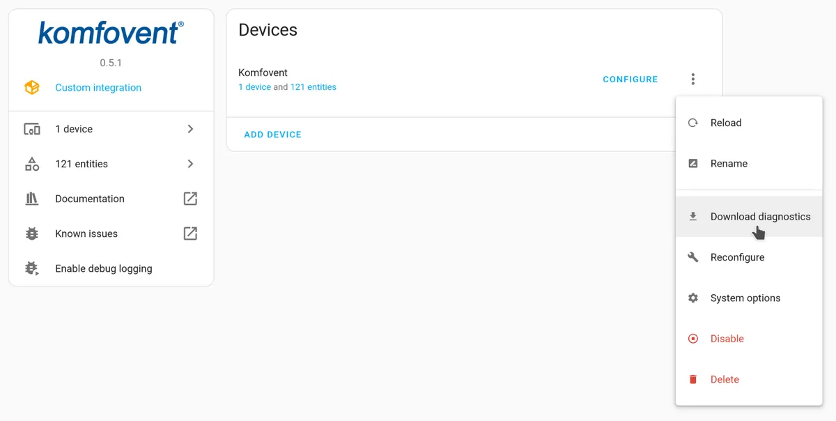 Download diagnostics data