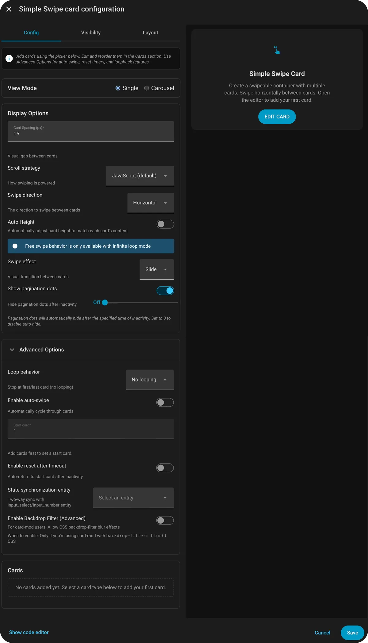 Visual editor