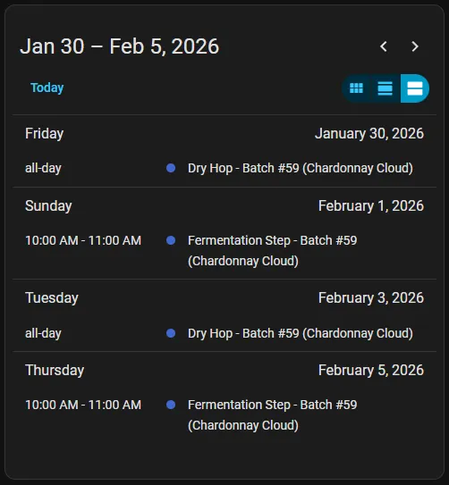 Brewfather Calendar