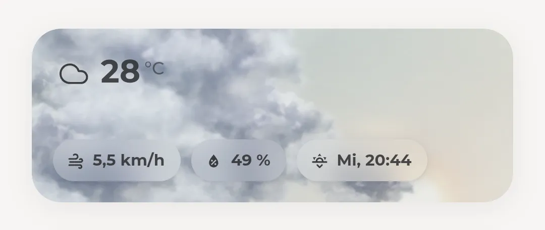 Card in light mode, pale cloudy sky