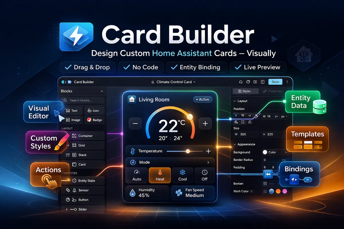 Screenshot from studiobts/home-assistant-card-builder