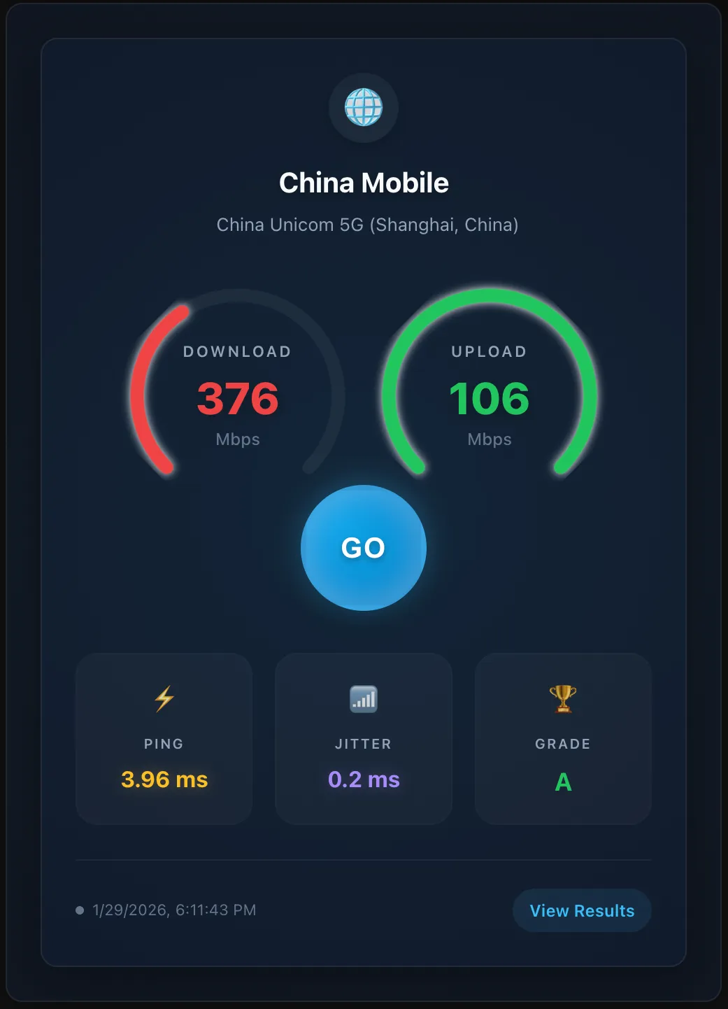 Ookla Speedtest Card