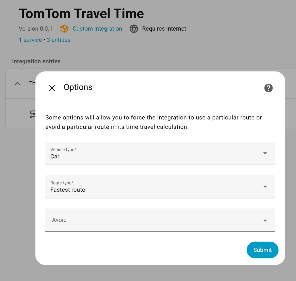 Set options
