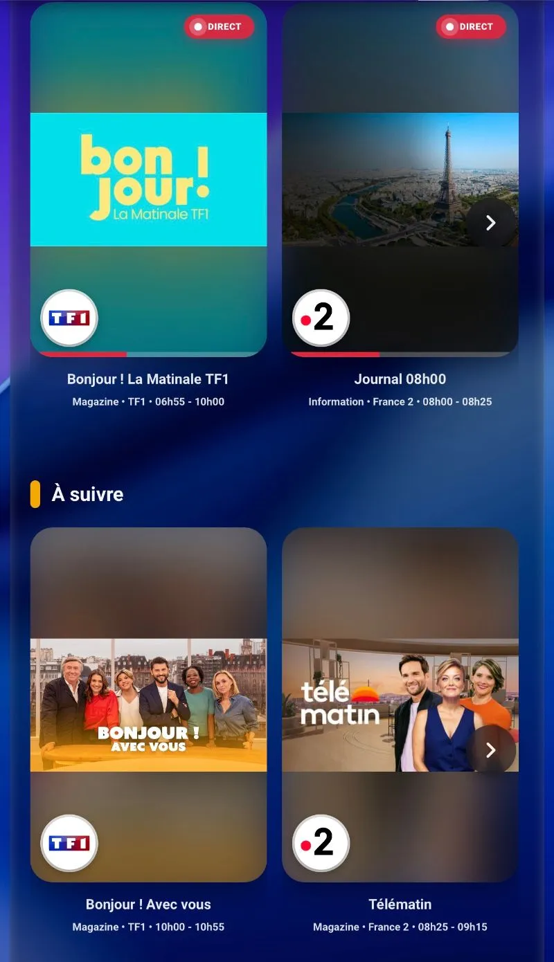 Rangees En ce moment et A suivre synchronisees
