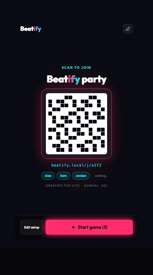 QR code lobby screen